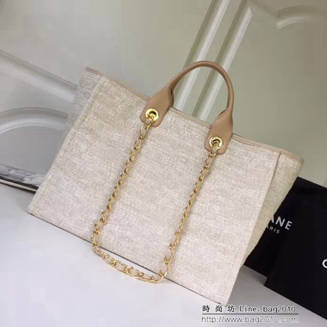 香奈兒CHANEL 2018早春度假系列最新火爆大號帆布沙灘包手提購物袋 DSC1294